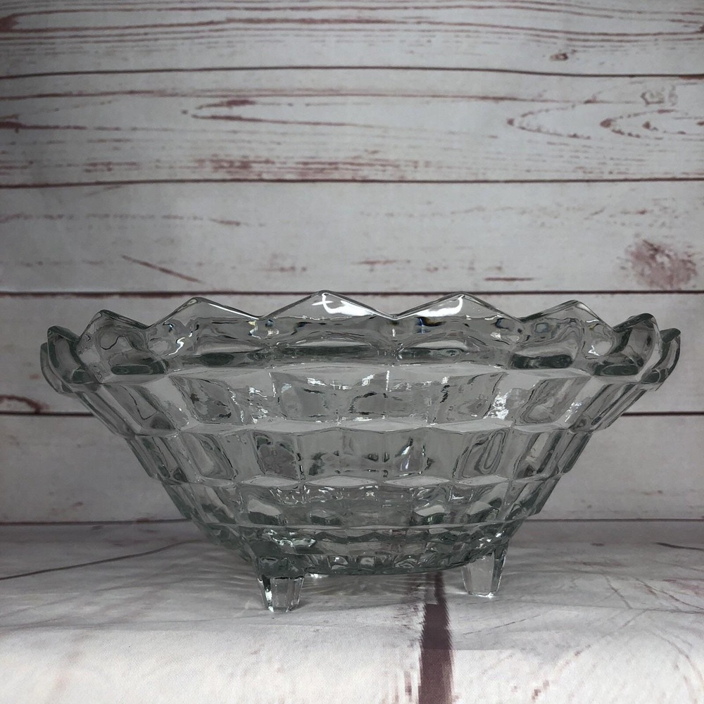 Vintage Indiana Glass Whitehall‎ Serving Salad Fruit Bowl Dish Footed Clear